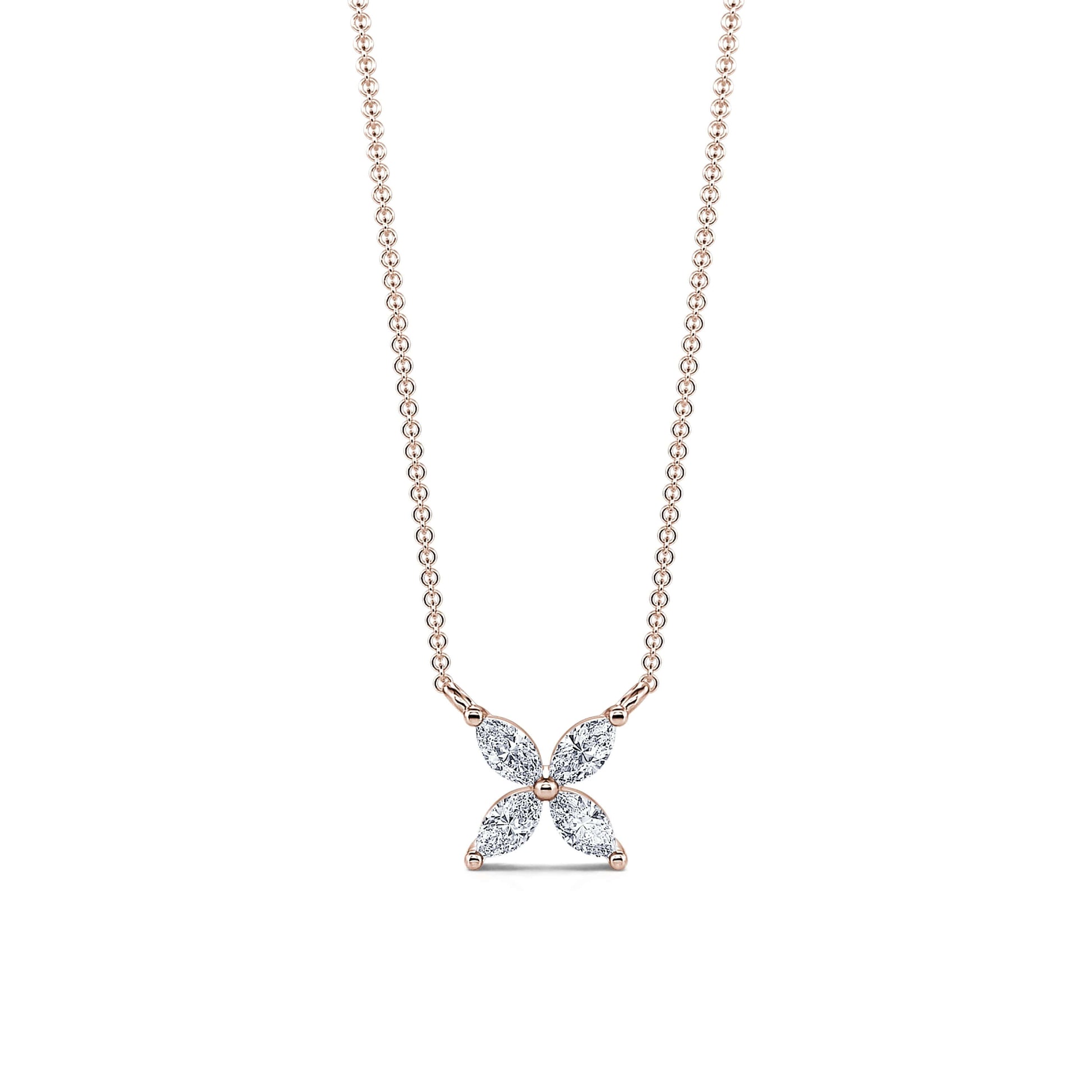 Collier or rose diamant marquise Chance 1