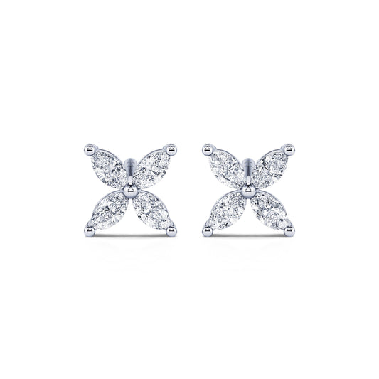 Chanceuse&nbsp;-&nbsp;Boucles d'oreilles or blanc diamant marquise #1