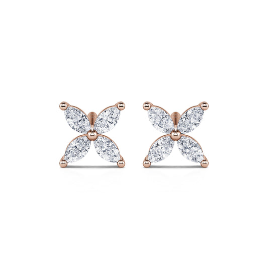 Chanceuse - Boucles d'oreilles or rose diamant marquise #1