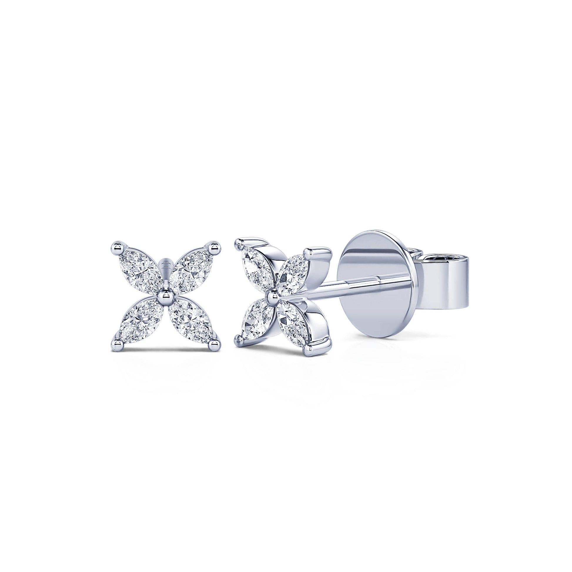 Boucles d'oreilles or blanc diamant marquise Chanceuse 2