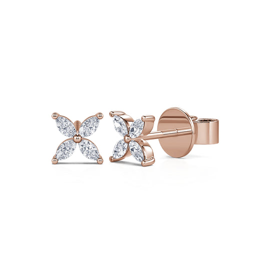 Chanceuse&nbsp;-&nbsp;Boucles d'oreilles or rose diamant marquise #2