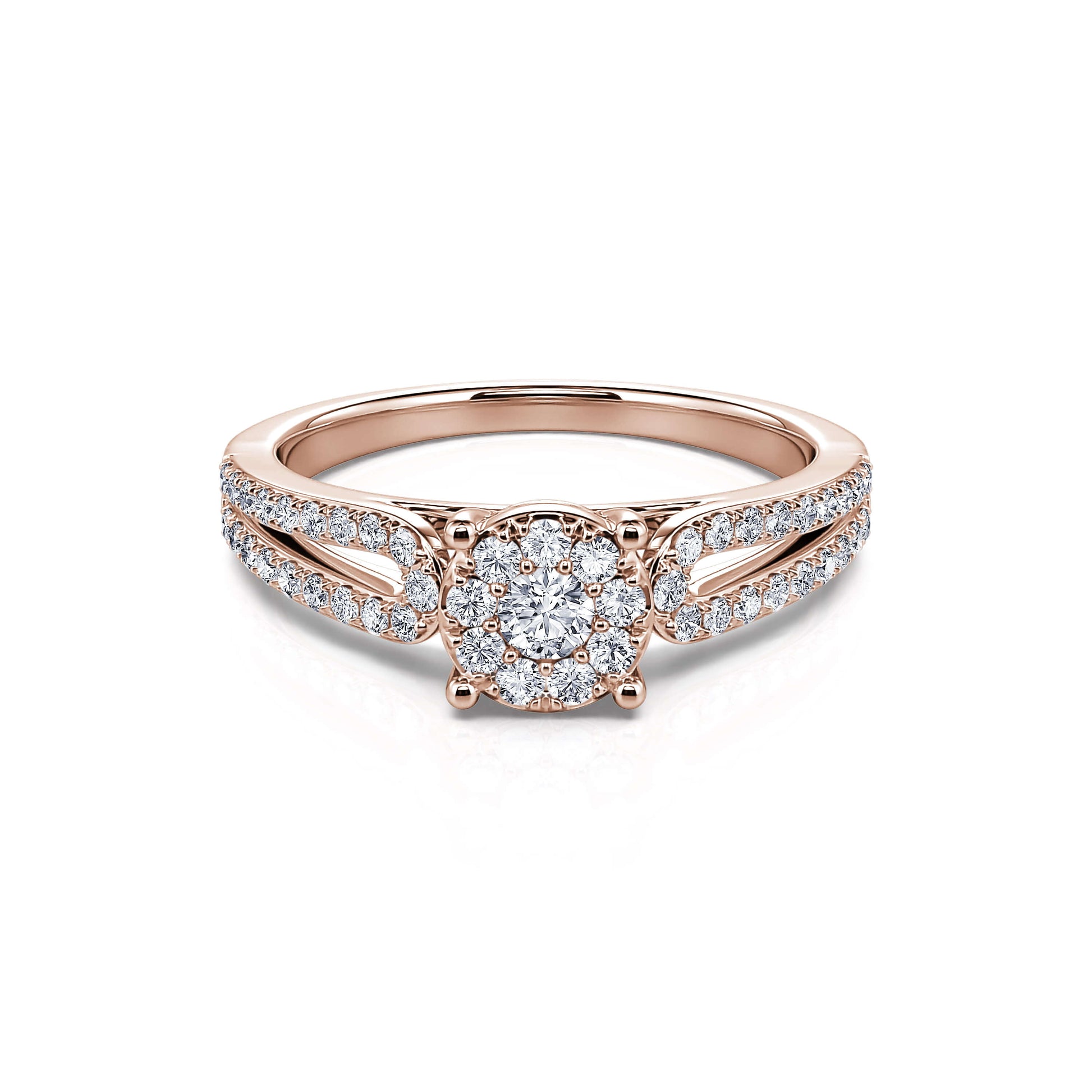 Bague de fiançailles or rose diamant Charmene 1