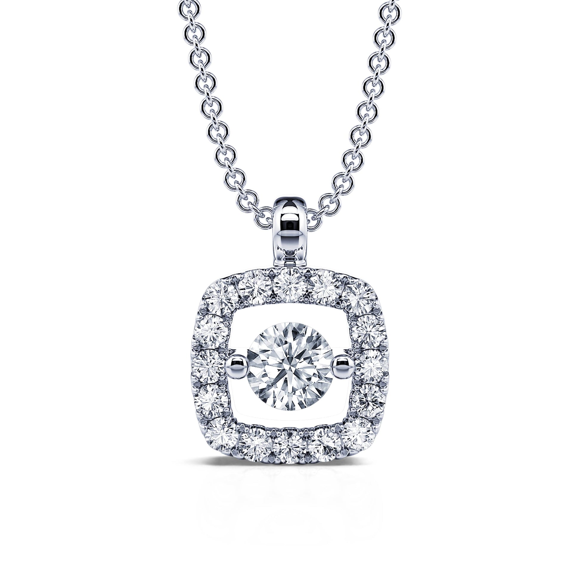 Collier or blanc diamant carré avec halo  Chelsea 2