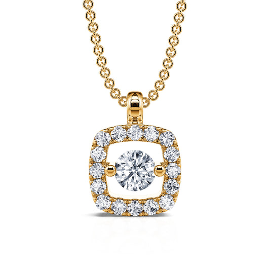 Chelsea&nbsp;-&nbsp;Collier or jaune diamant carré avec halo  #2