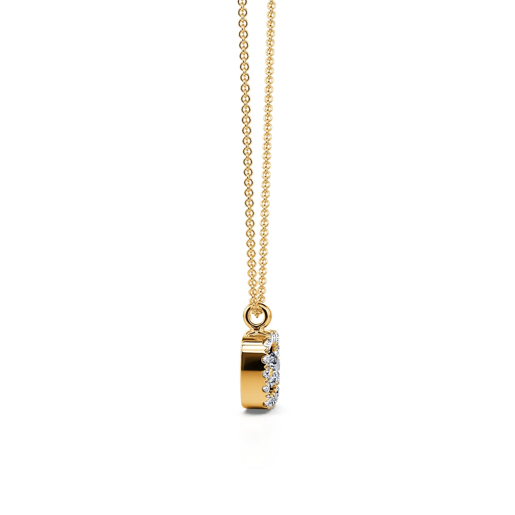 Collier or jaune diamant carré avec halo  Chelsea 3