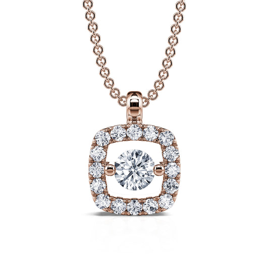 Chelsea&nbsp;-&nbsp;Collier or rose diamant carré avec halo  #2