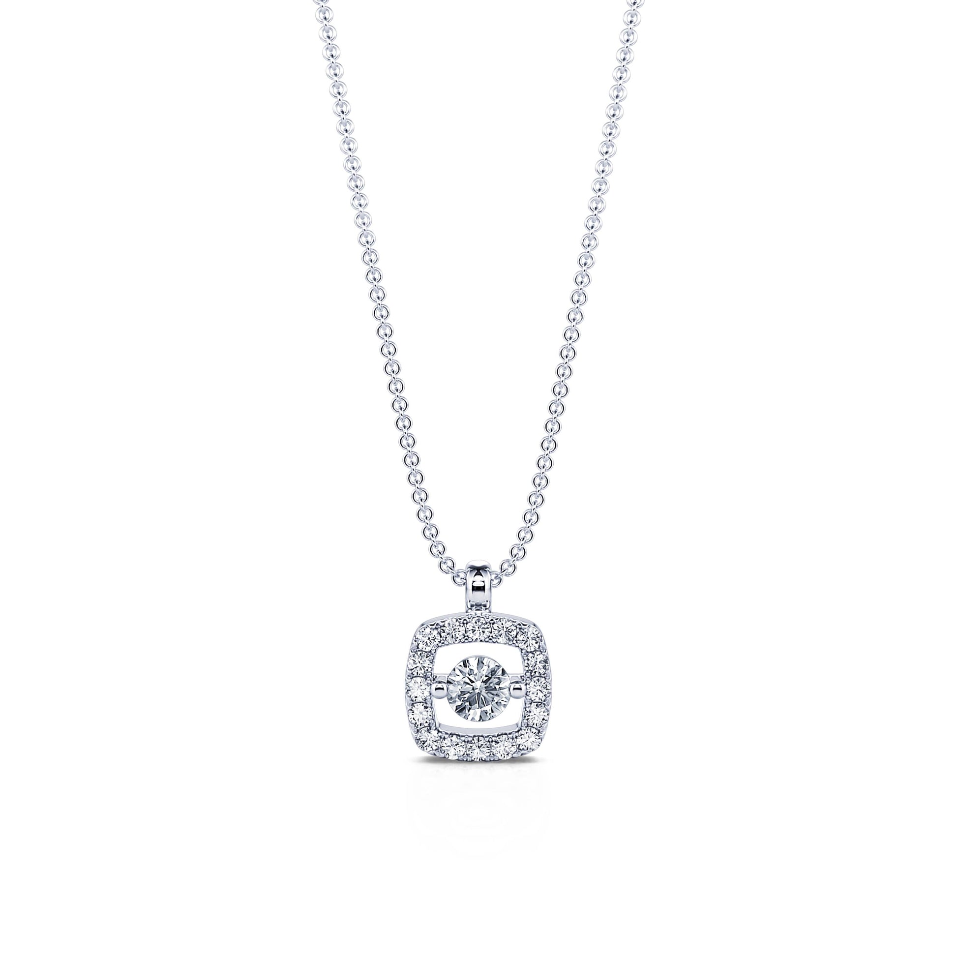Collier or blanc diamant carré avec halo  Chelsea 1
