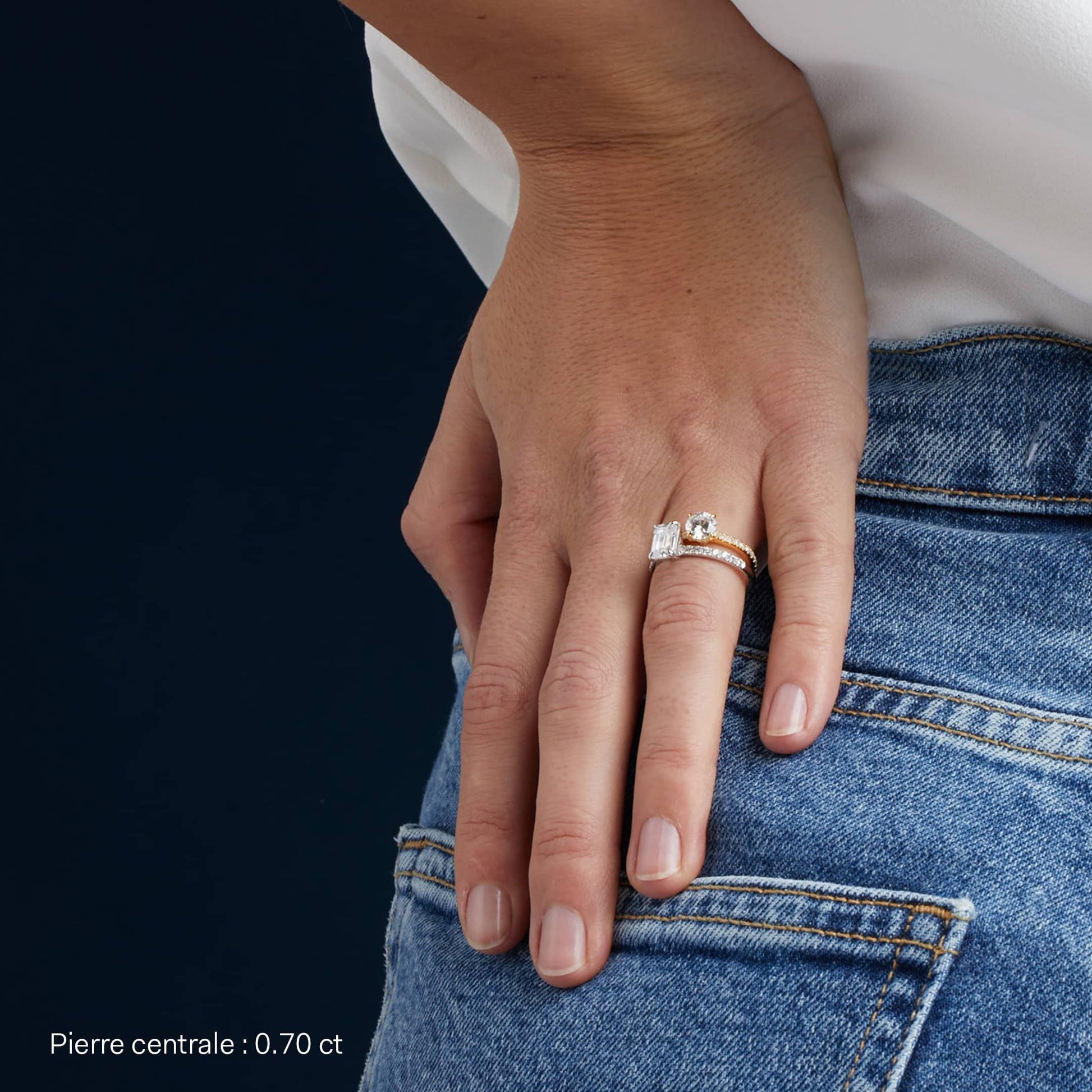 Solitaire diamant de synthèse en or rose Chloé Lab 5