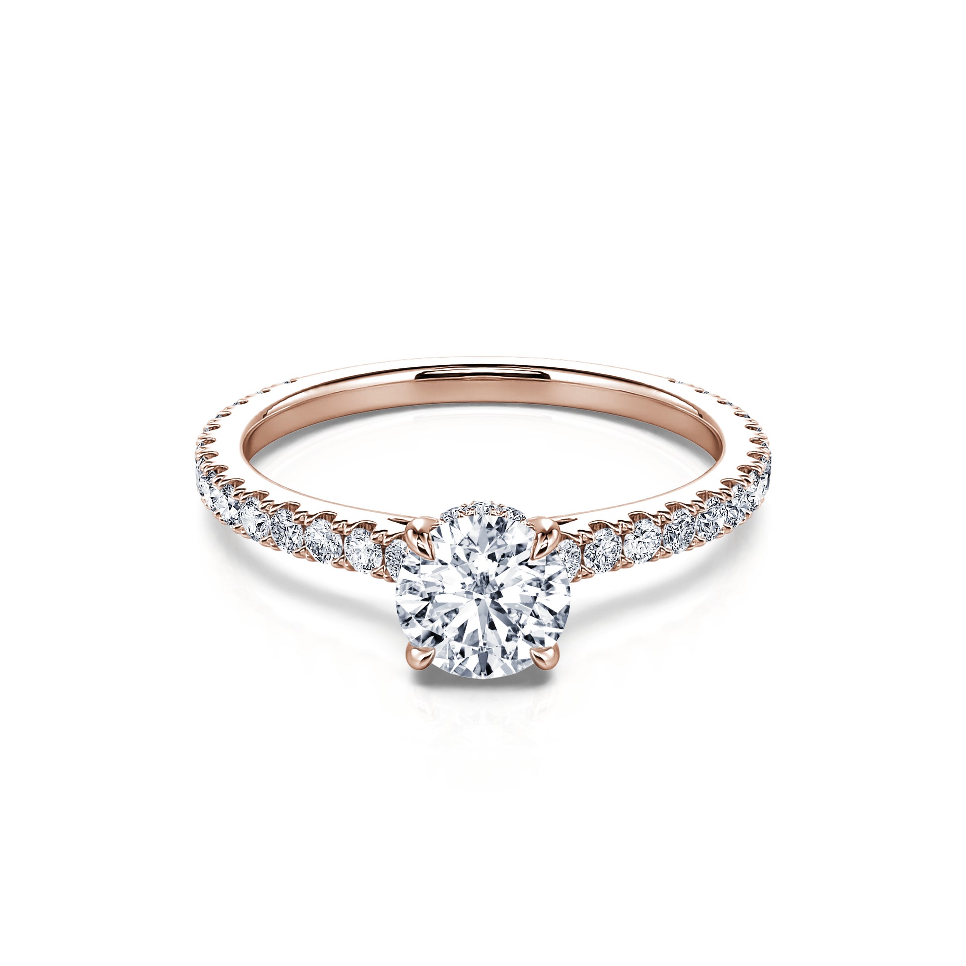 Solitaire diamant de synthèse en or rose Chloé Lab 1