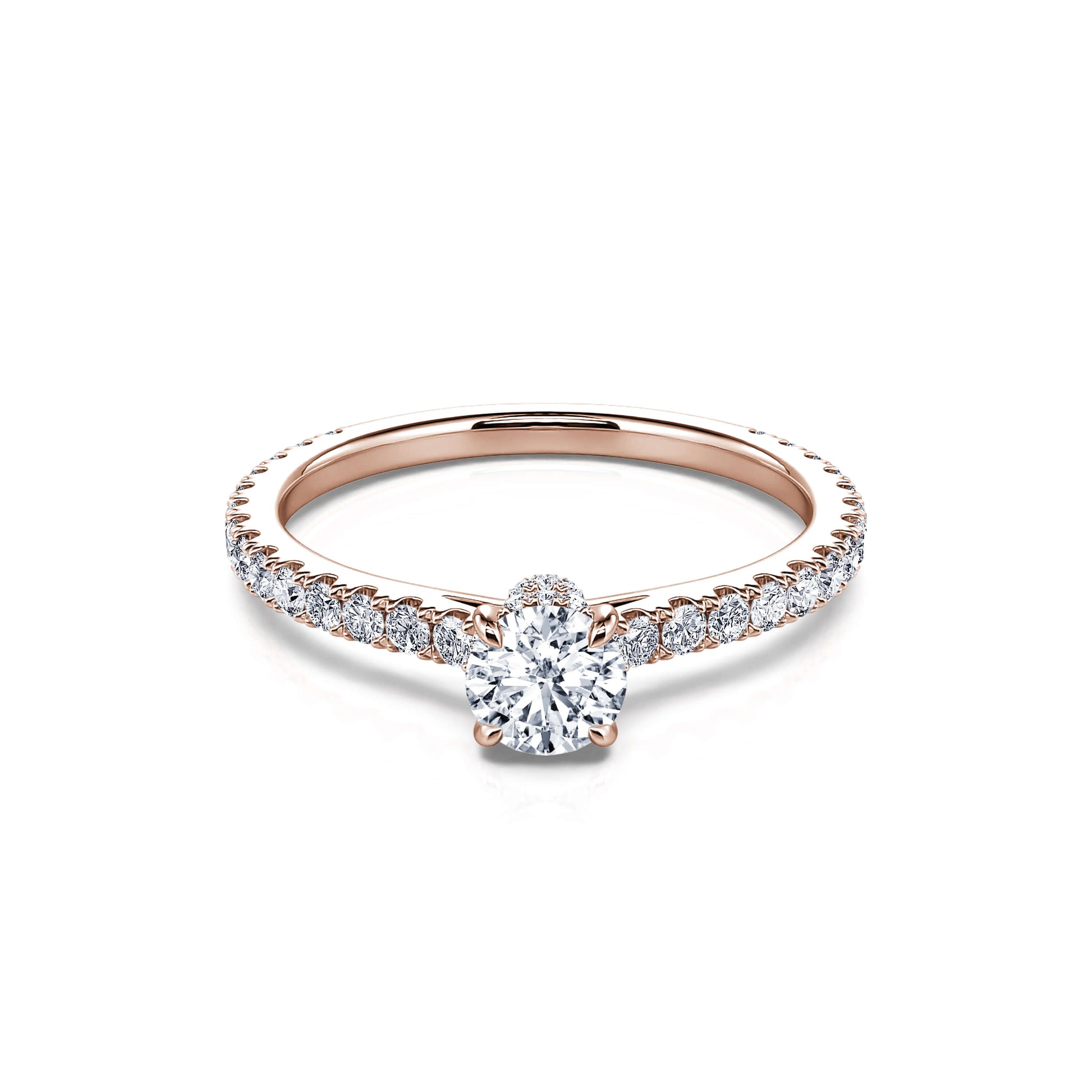 Solitaire or rose diamant rond Chloé 1
