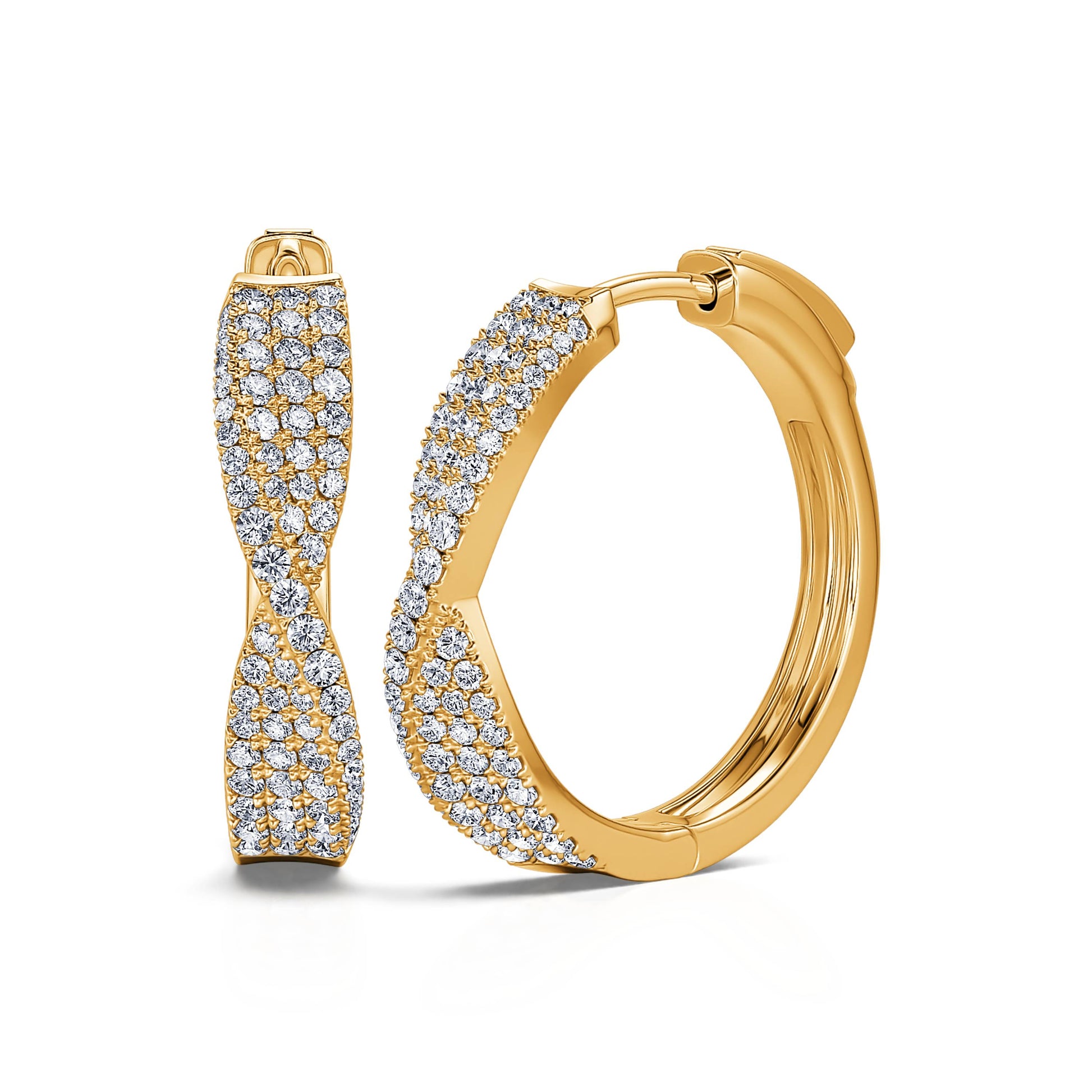  Boucles d'oreilles créole pavée or jaune Cléa 1