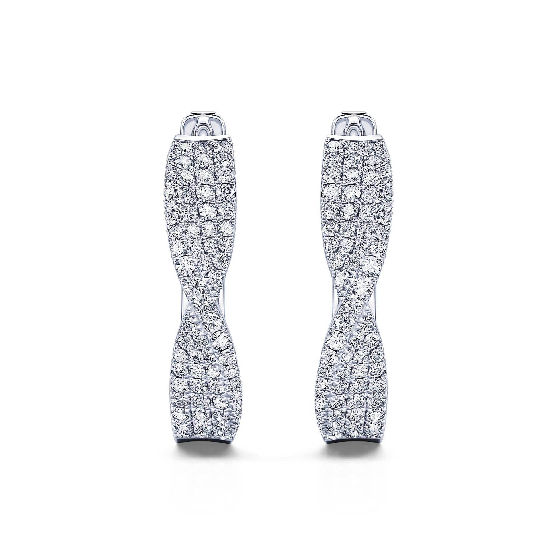  Boucles d'oreilles créole pavée or blanc Cléa 2