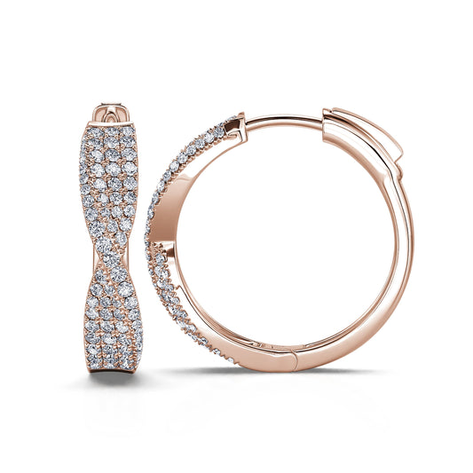 Cléa - Boucles d'oreilles créole pavée or rose #2