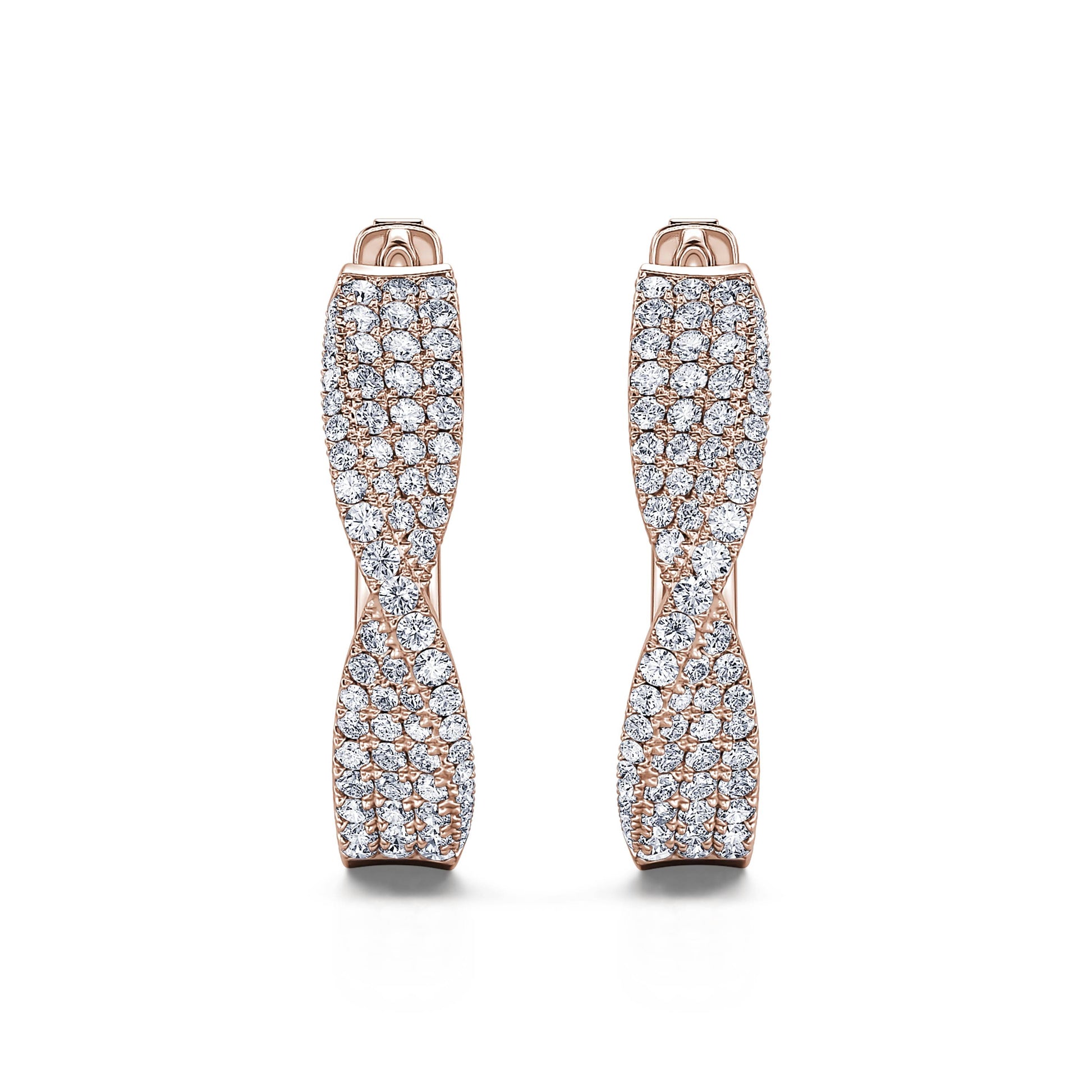  Boucles d'oreilles créole pavée or rose Cléa 3
