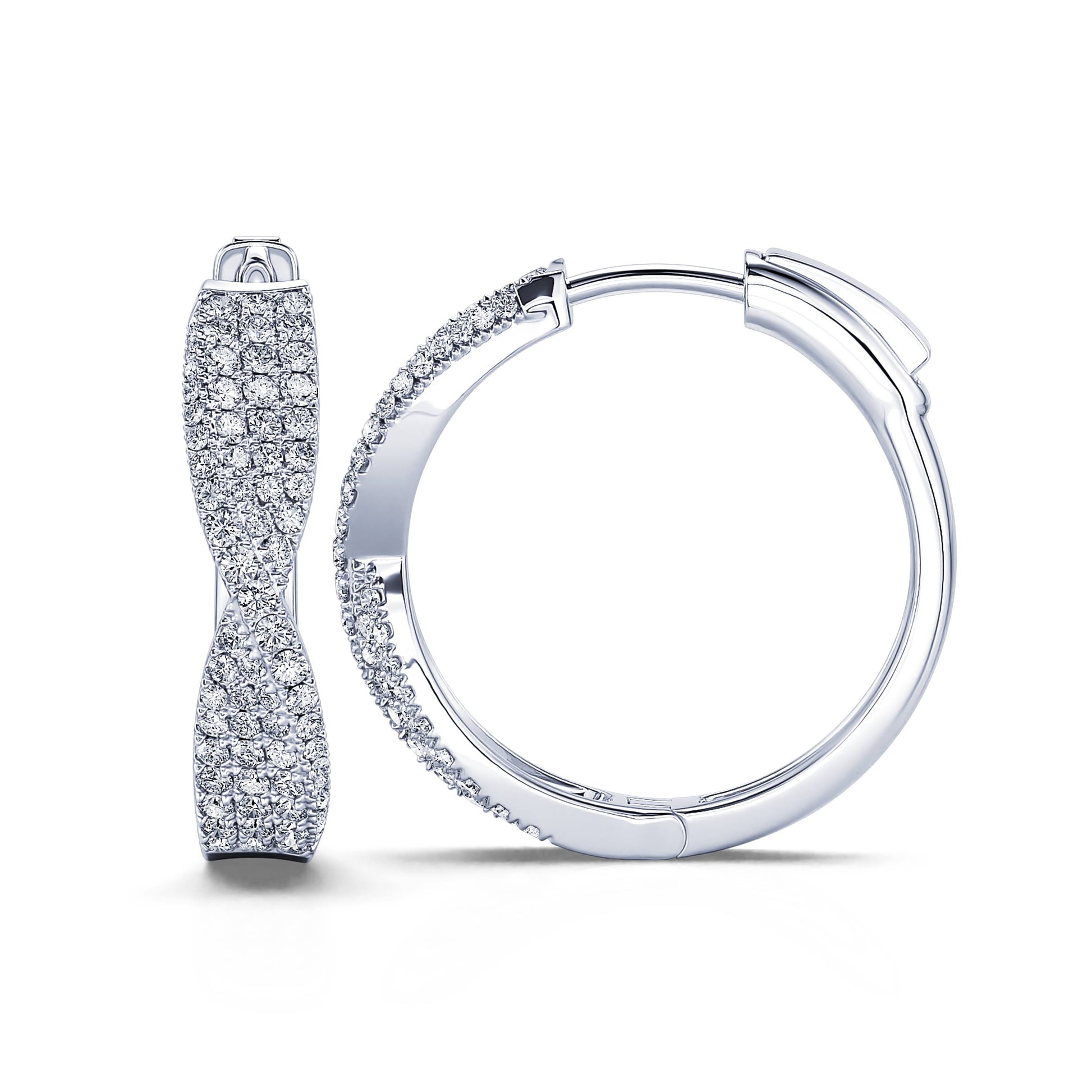  Boucles d'oreilles créole pavée or blanc Cléa 3