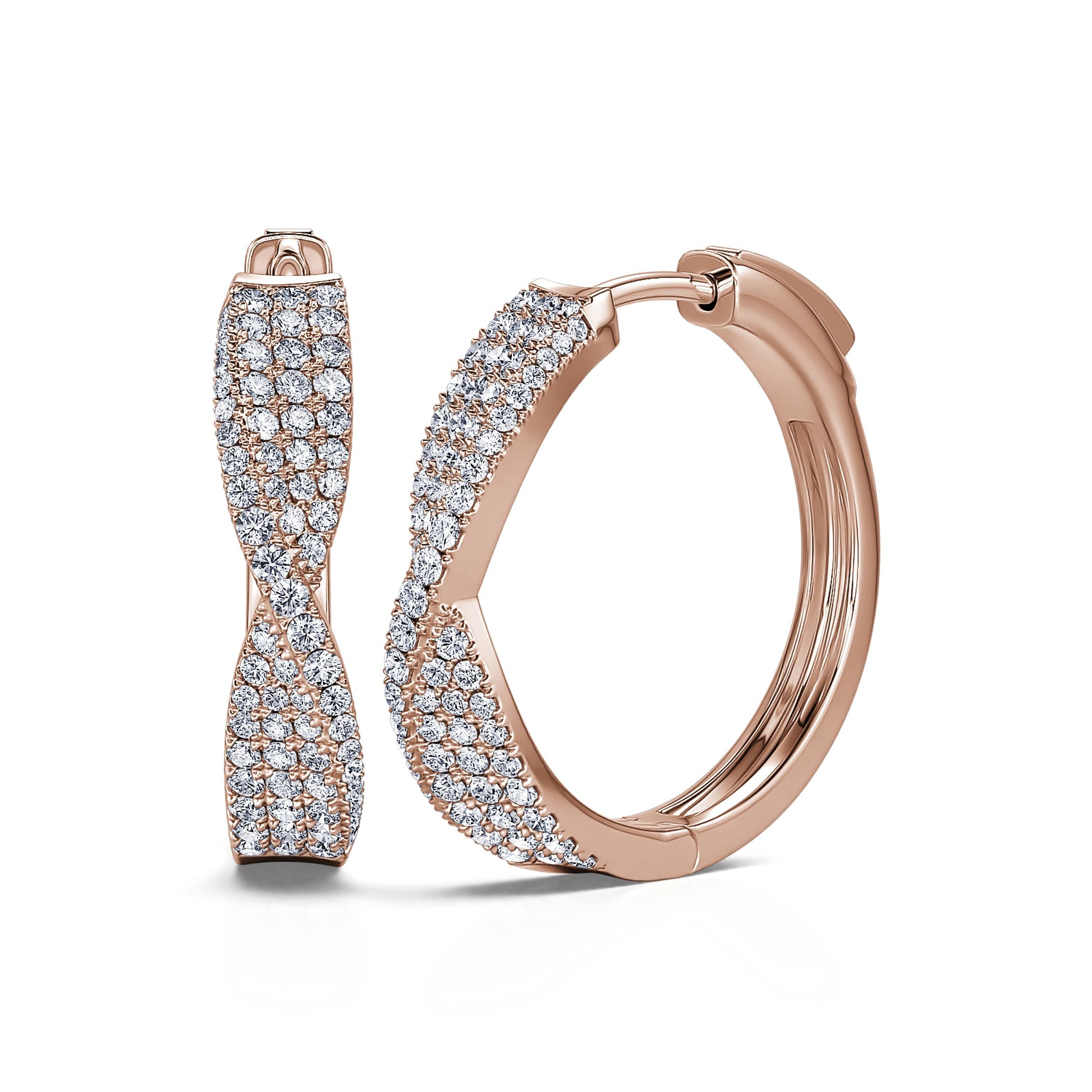  Boucles d'oreilles créole pavée or rose Cléa 1