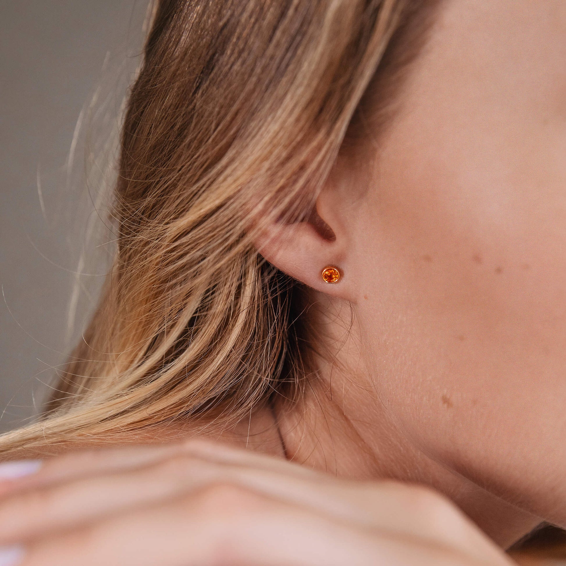 Puces d'oreilles citrine or jaune Cléo 4