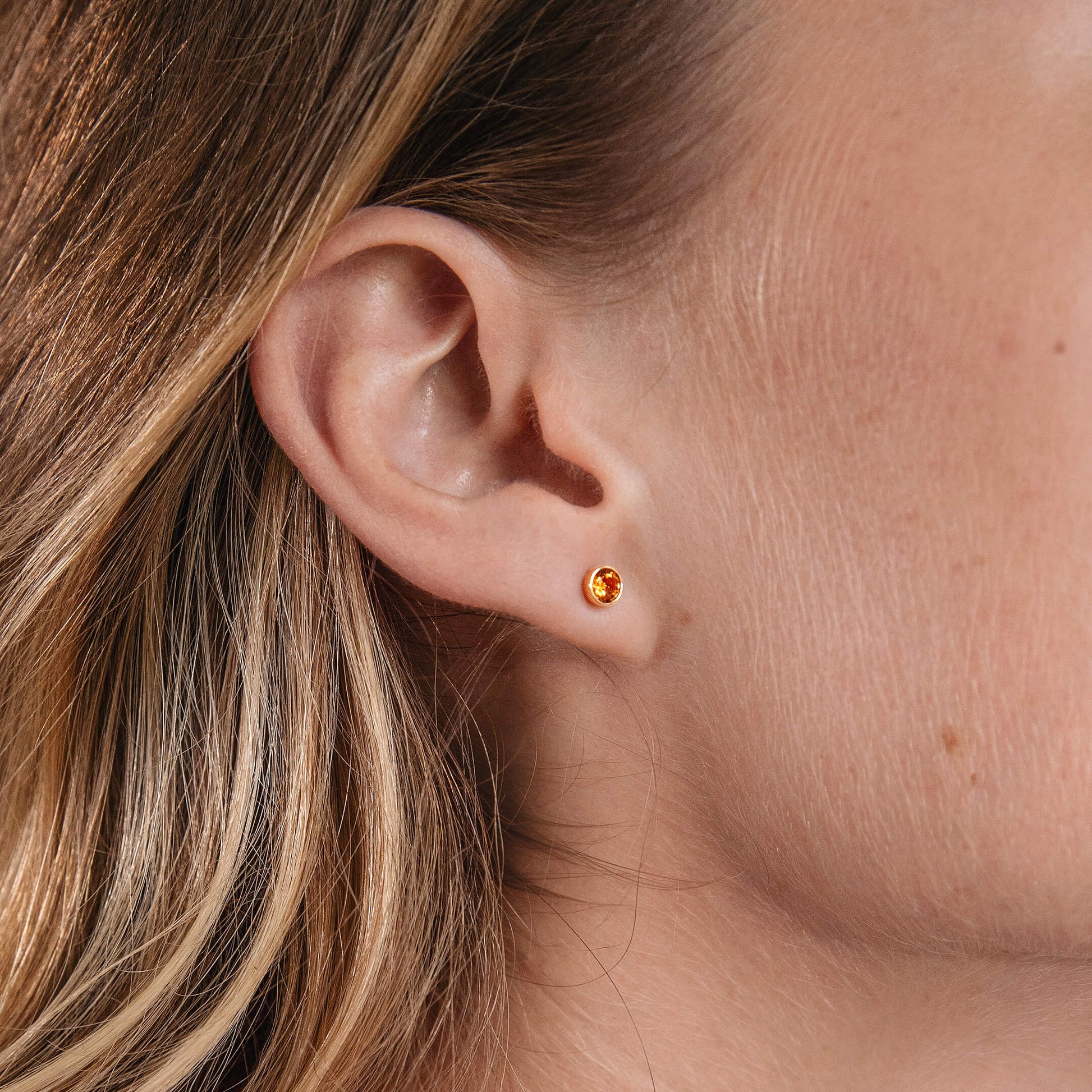 Puces d'oreilles citrine or jaune Cléo 5