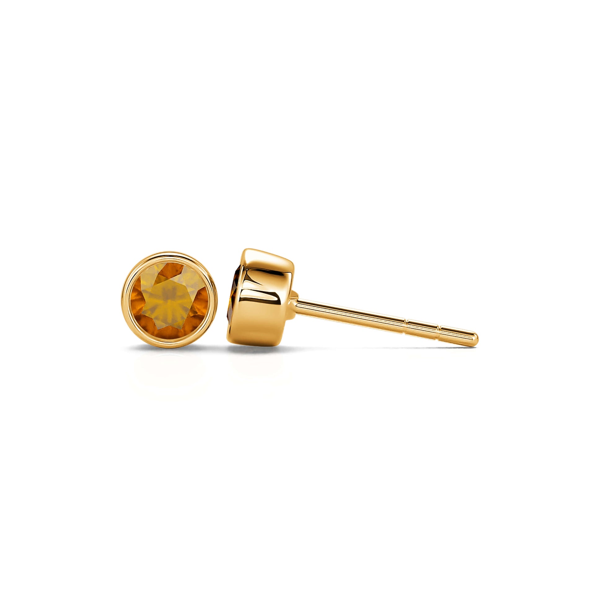 Puces d'oreilles citrine or jaune Cléo 3