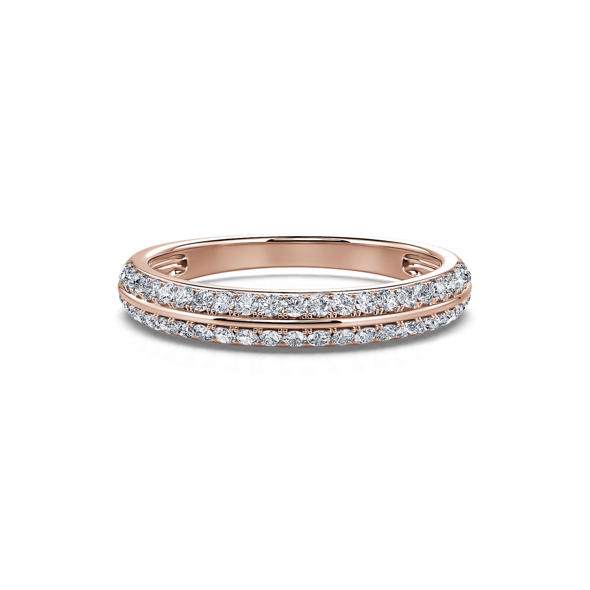 Alliance demi tour diamant pavé or rose Cliona 3