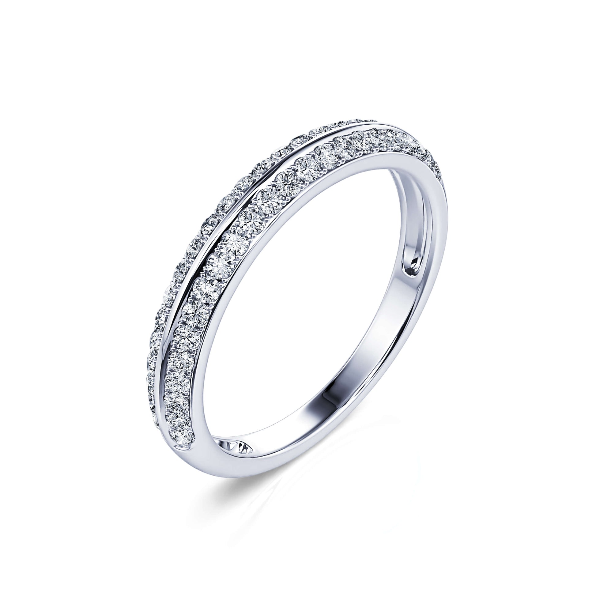 Alliance demi tour diamant pavé platine Cliona 1