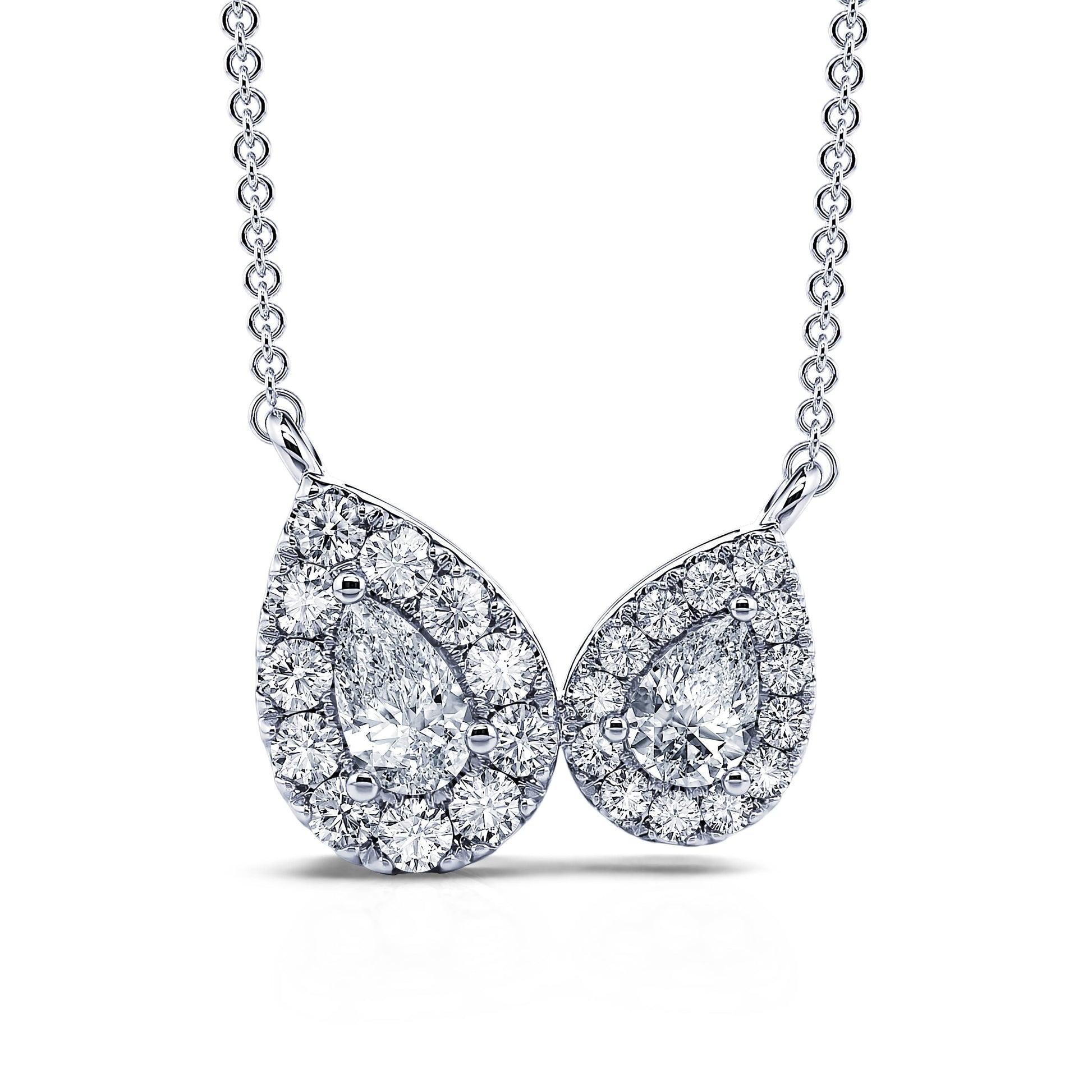 Collier or blanc "Toi &amp; Moi" diamants avec halo Cylia 2