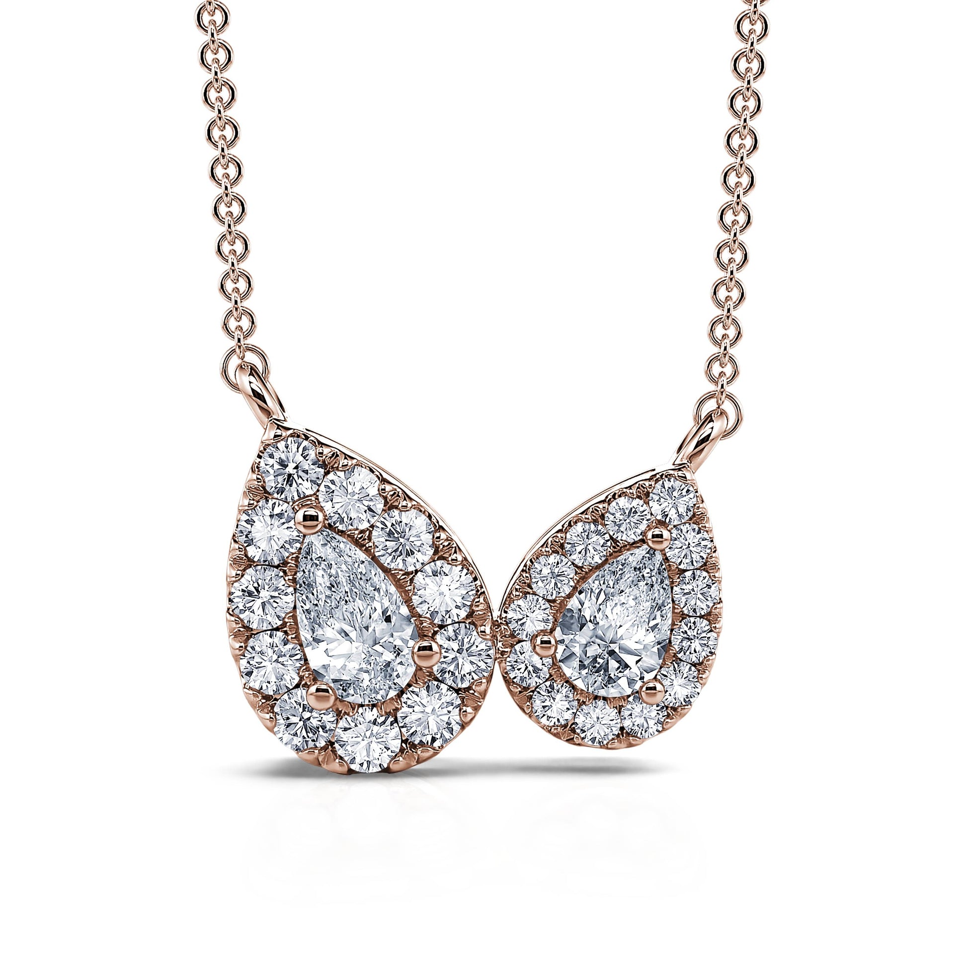 Collier or rose "Toi &amp; Moi" diamants avec halo Cylia 2