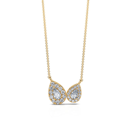 Cylia&nbsp;-&nbsp;Collier or jaune "Toi &amp; Moi" diamants avec halo #1