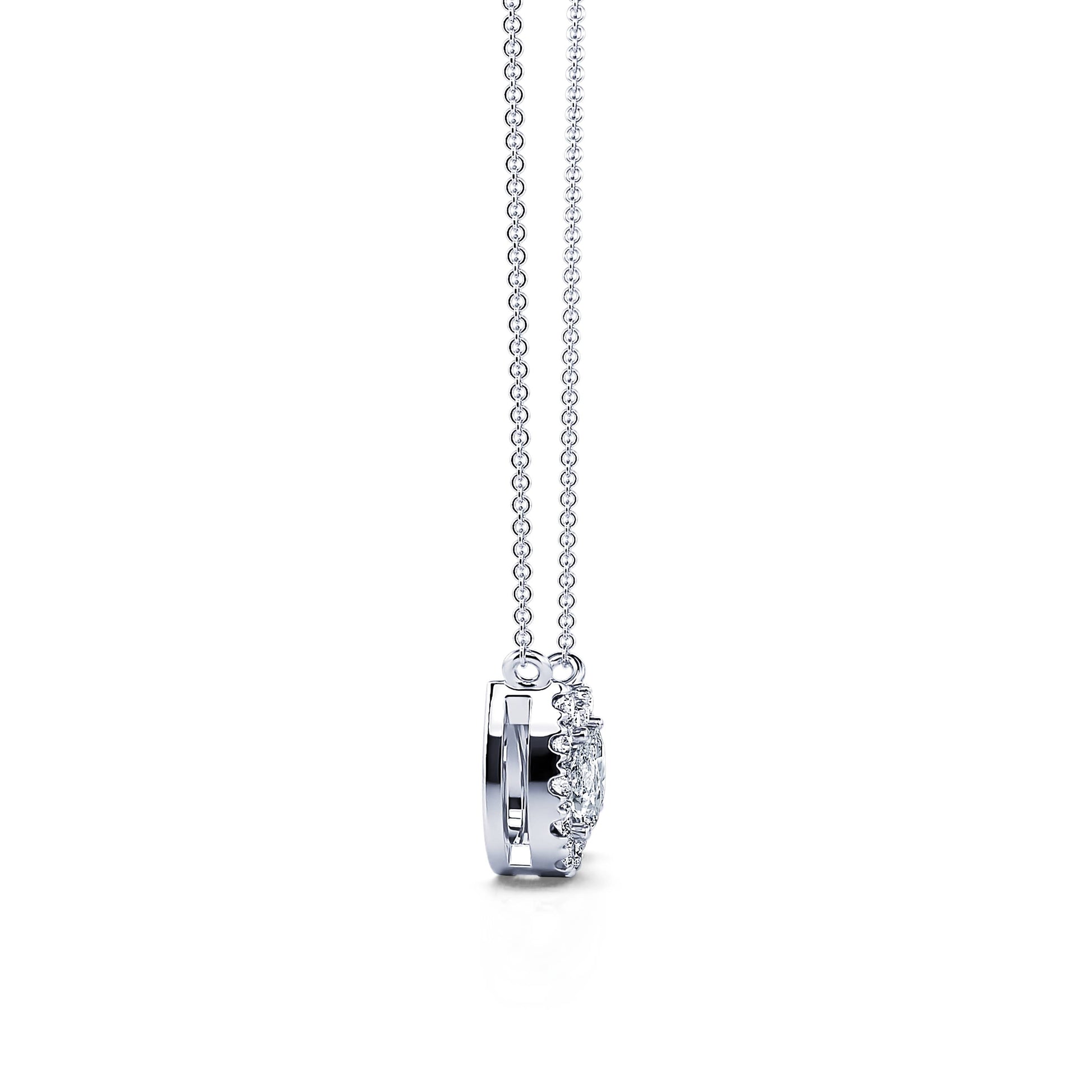 Collier or blanc "Toi &amp; Moi" diamants avec halo Cylia 3