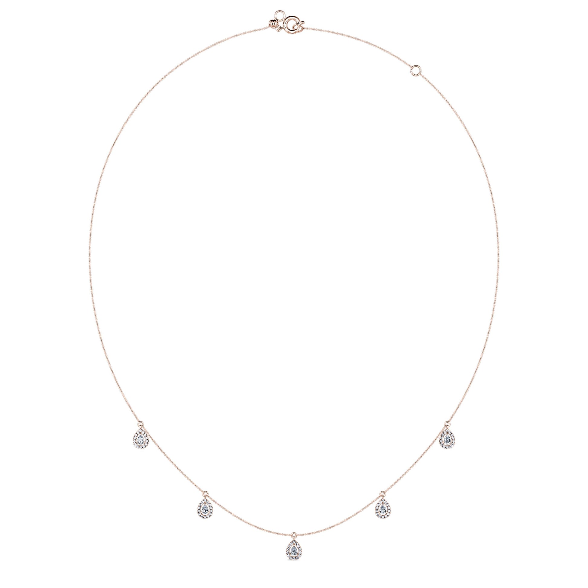 Collier or rose multi diamants poire avec halo  Dara 3