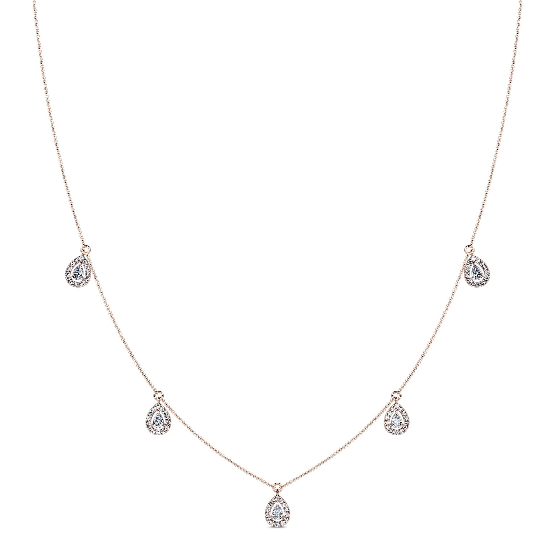 Collier or rose multi diamants poire avec halo  Dara 2