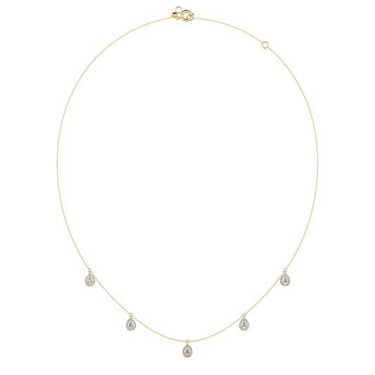 Dara&nbsp;-&nbsp;Collier or jaune multi diamants poire avec halo  #2