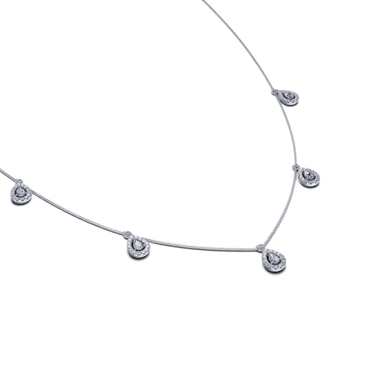 Dara - Collier or blanc multi diamants poire avec halo  #1