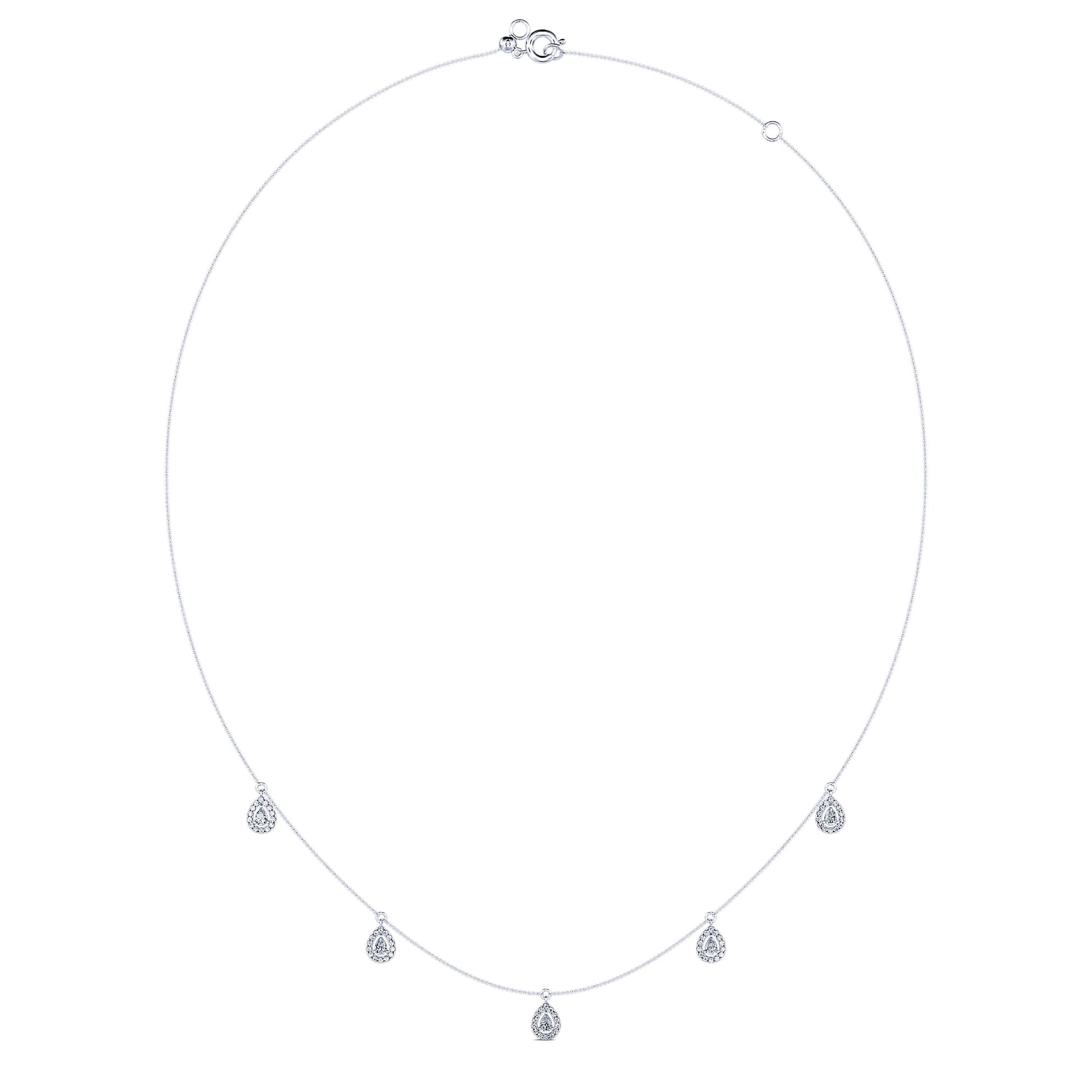 Collier or blanc multi diamants poire avec halo  Dara 3