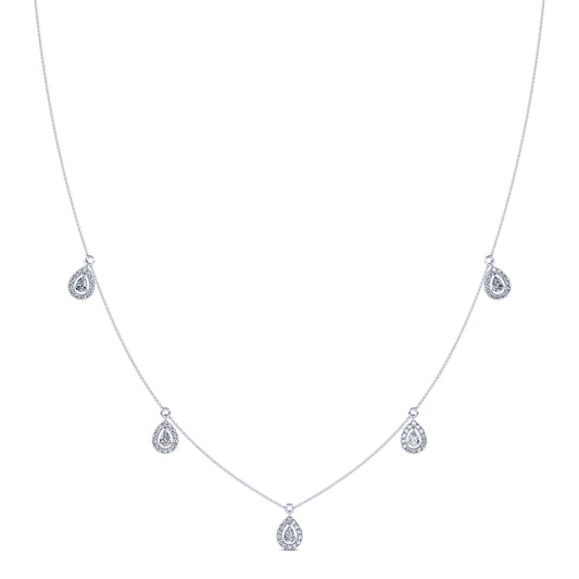 Dara - Collier or blanc multi diamants poire avec halo  #2