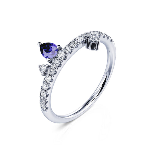 Décembre - Bague de naissance platine diamant et poire tanzanite #2