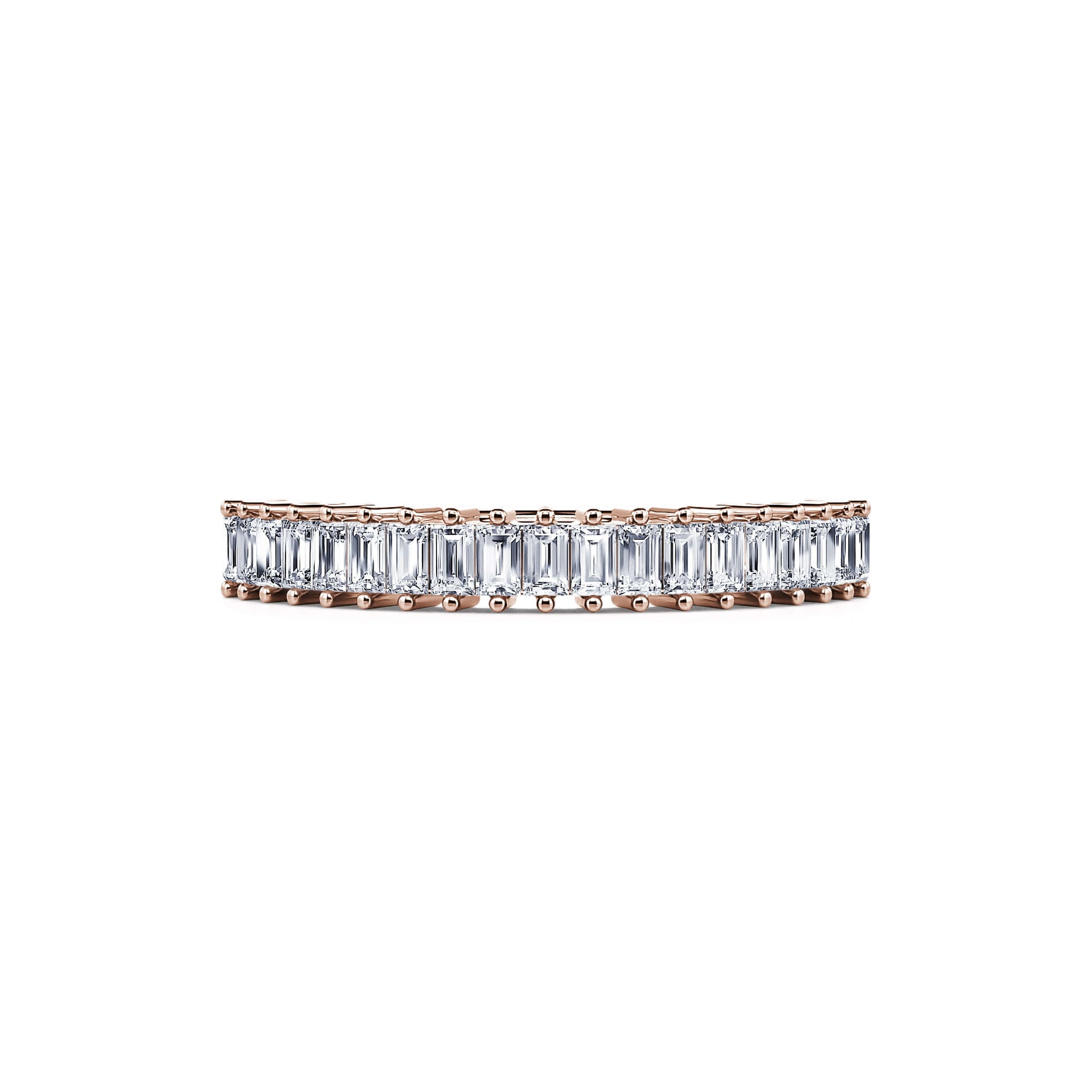 Alliance demi tour or rose diamant baguette Demima 2