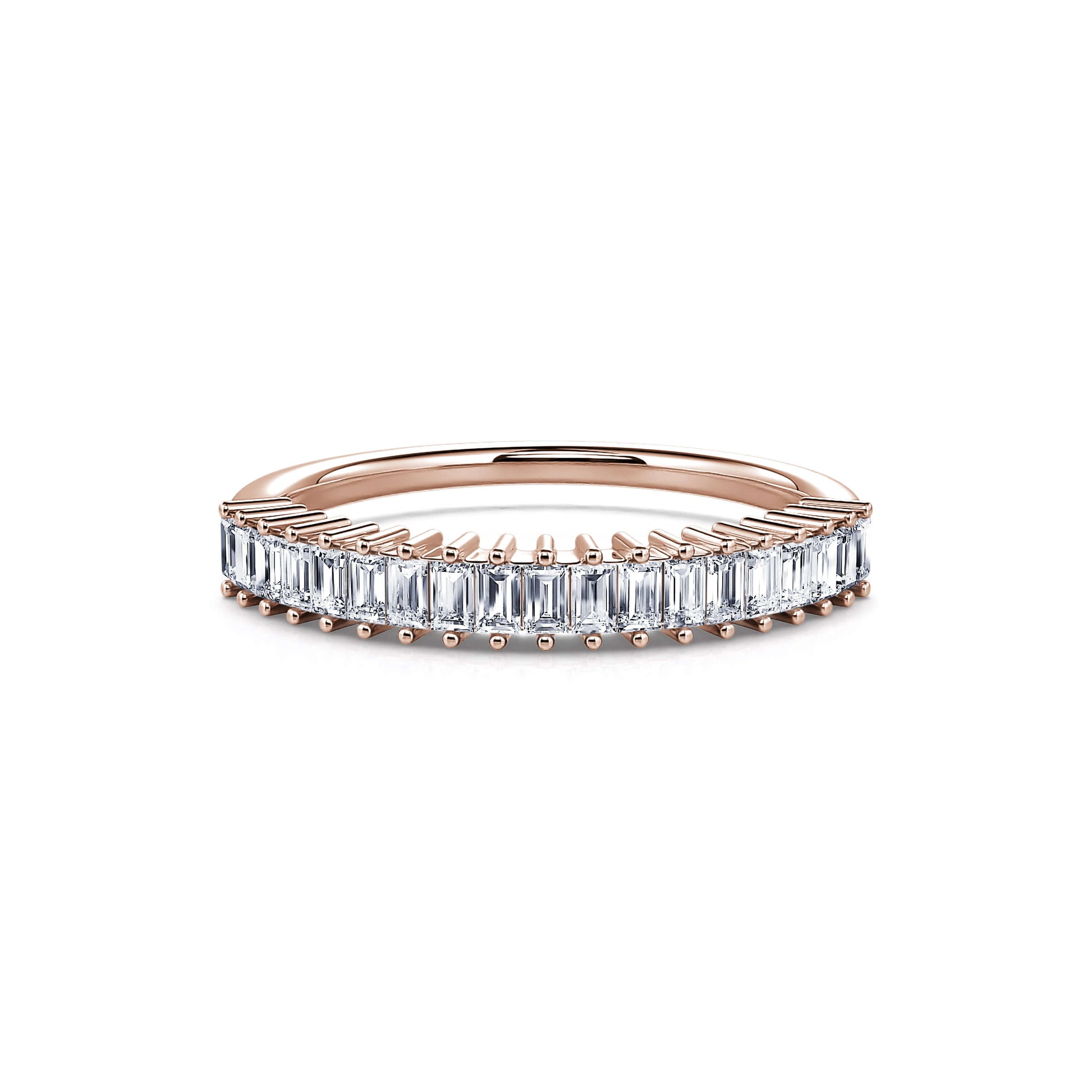 Alliance demi tour or rose diamant baguette Demima 3
