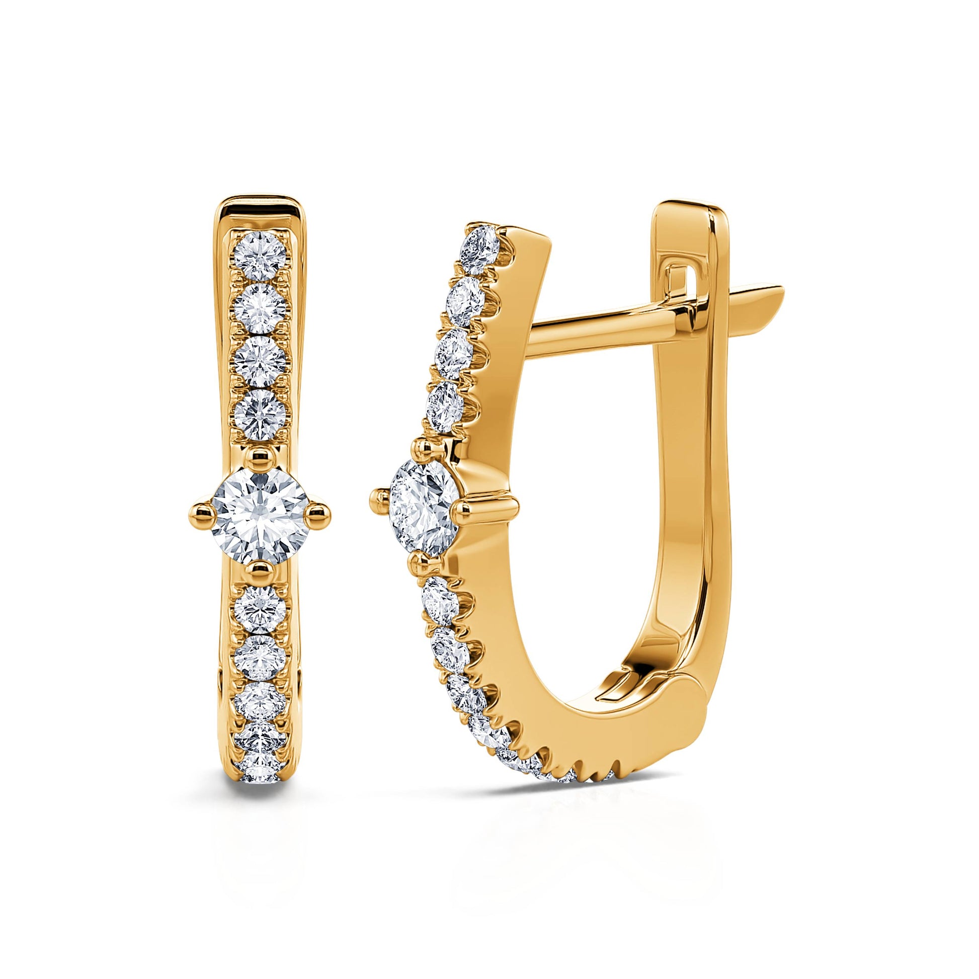 Créoles et diamant or jaune Demy 2