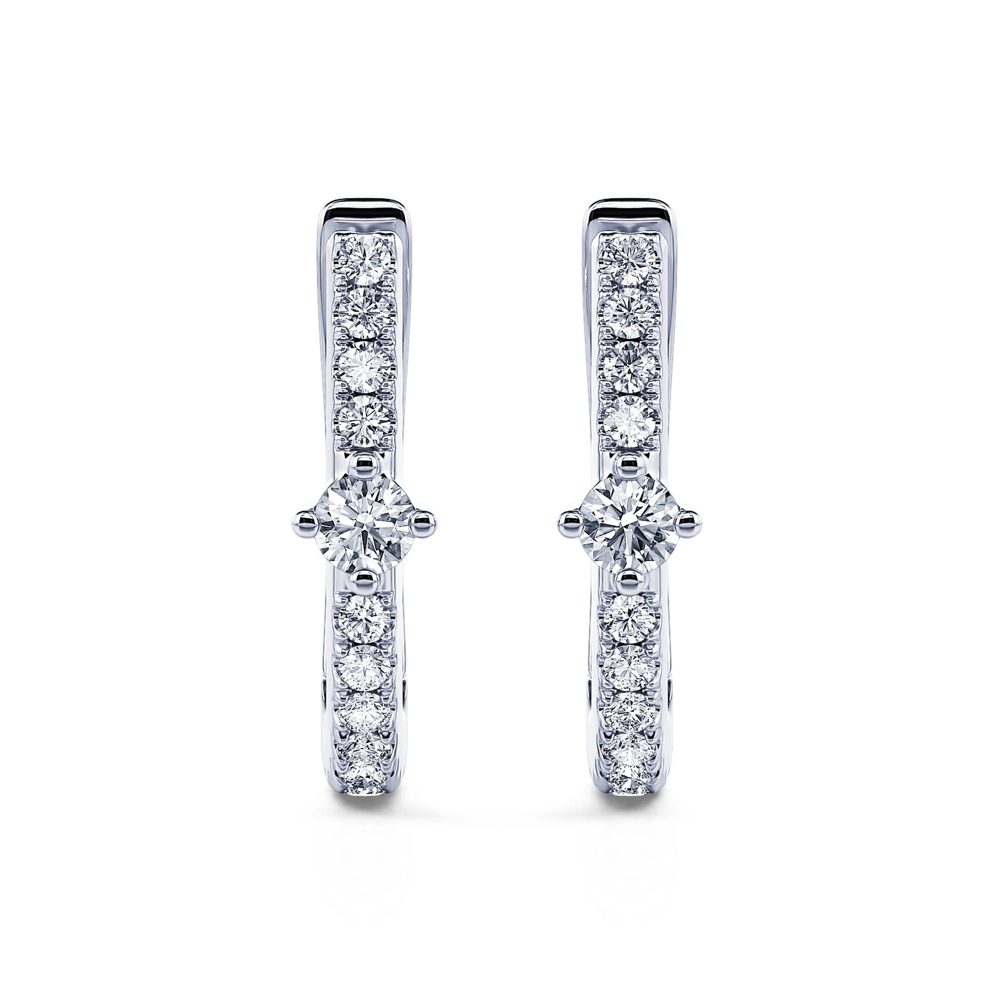 Créoles et diamant or blanc Demy 1
