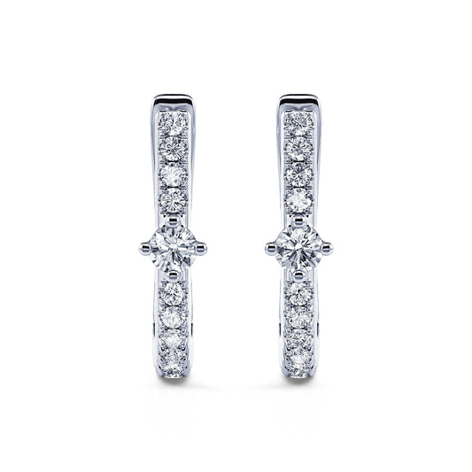 Demy&nbsp;-&nbsp;Créoles et diamant or blanc #1