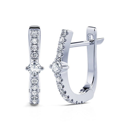 Demy - Créoles et diamant or blanc #2