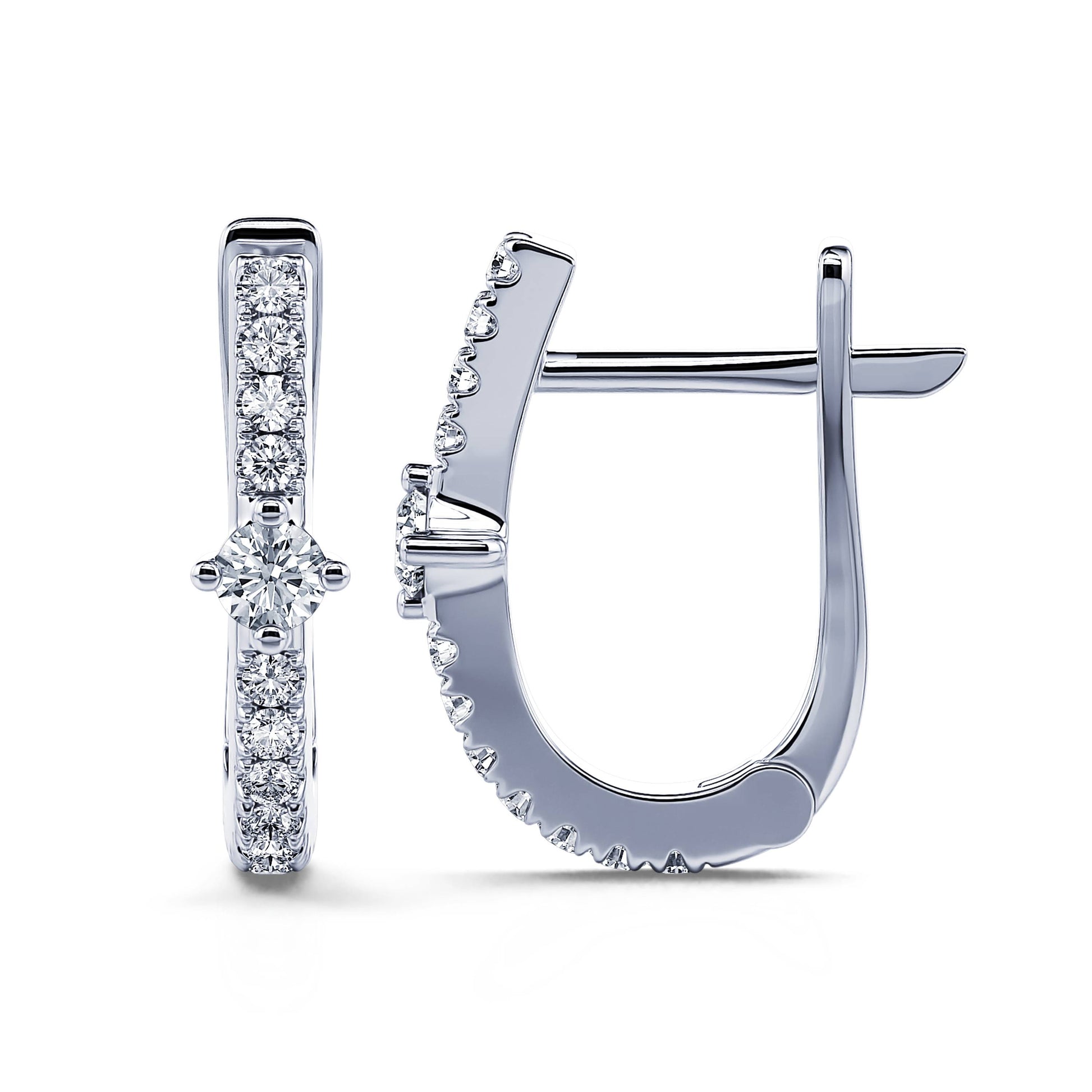 Créoles et diamant or blanc Demy 3