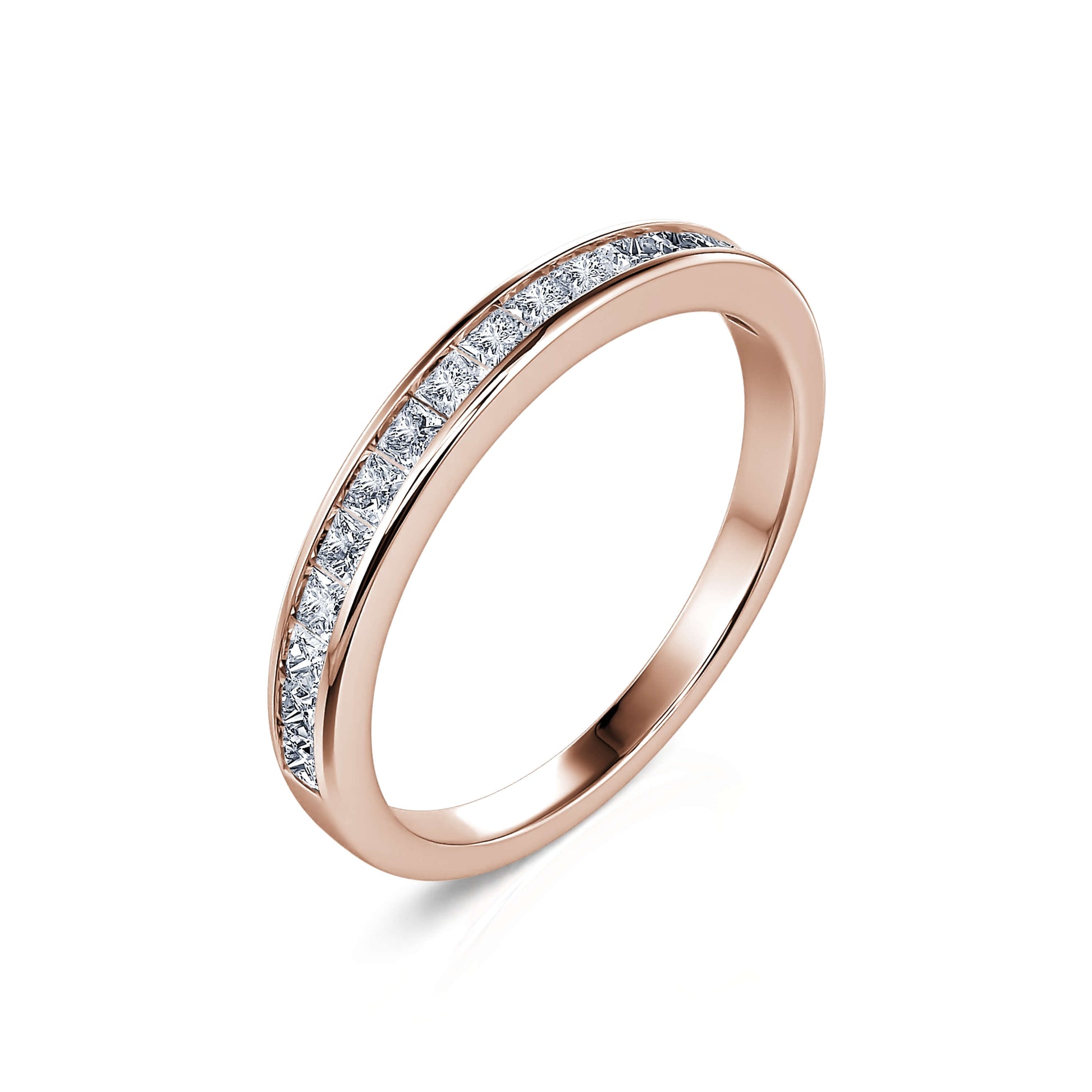 Alliance demi tour diamant princesse or rose Dharma 1