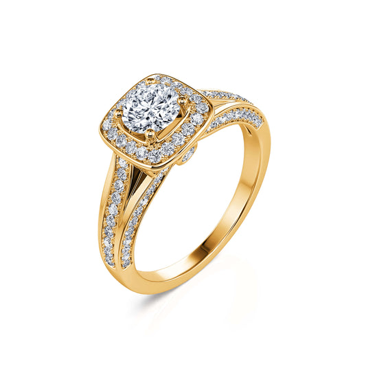 Dianya - Bague de fiançailles vintage or jaune diamant #2