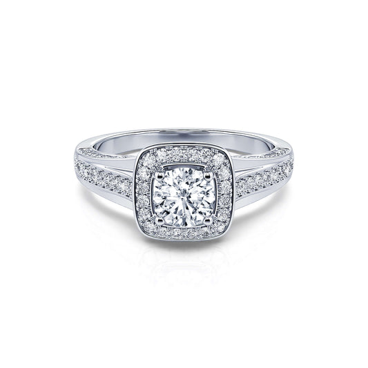 Dianya - Bague de fiançailles vintage platine diamant #1