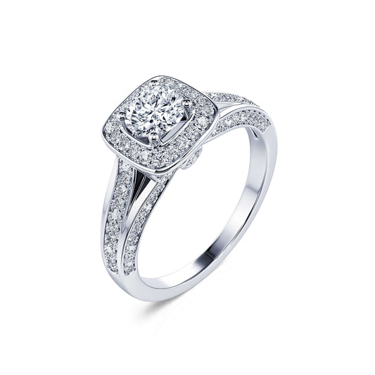 Dianya - Bague de fiançailles vintage platine diamant #2