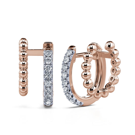 Dila&nbsp;-&nbsp;Créoles double en diamant et or rose #2