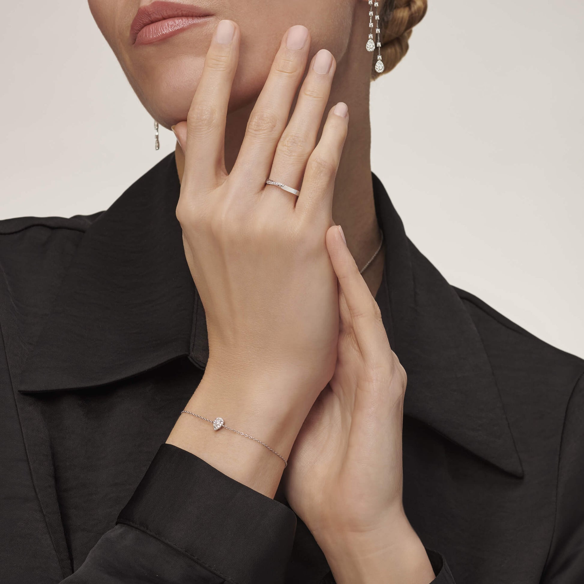 Bracelet diamant poire halo or blanc Dina 4