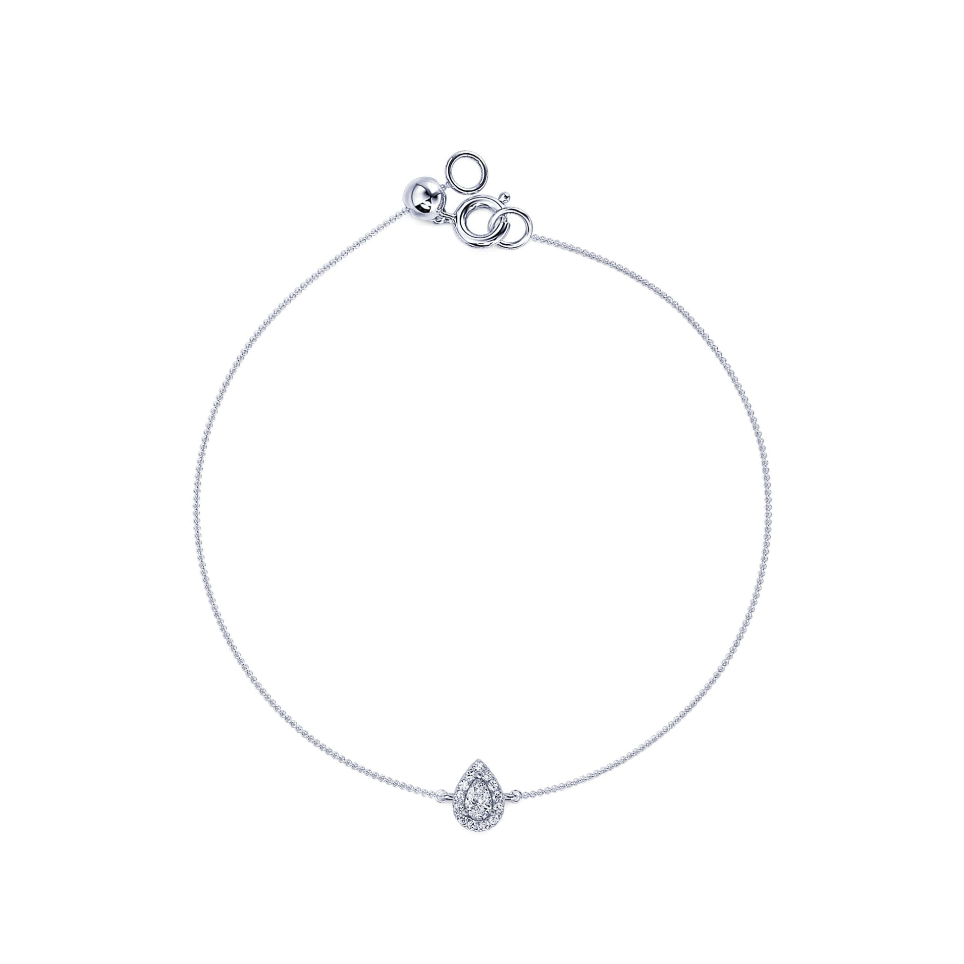 Bracelet diamant poire halo or blanc Dina 6